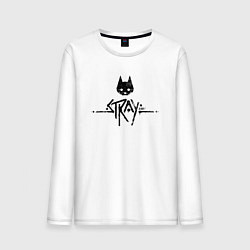 Лонгслив хлопковый мужской Stray: Black Logo, цвет: белый