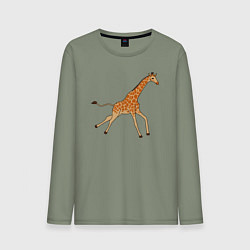 Лонгслив хлопковый мужской Жираф бегущий, цвет: авокадо