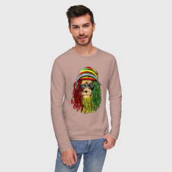 Лонгслив хлопковый мужской Rasta lioN, цвет: пыльно-розовый — фото 2
