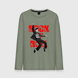 Лонгслив хлопковый мужской Rokc n roll king, цвет: авокадо