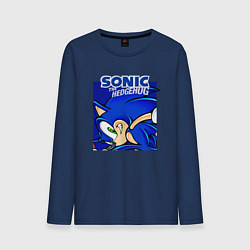 Лонгслив хлопковый мужской Sonic Adventure Sonic, цвет: тёмно-синий