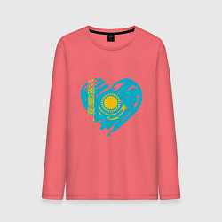 Лонгслив хлопковый мужской Kazakhstan Heart, цвет: коралловый