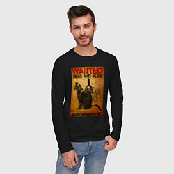 Лонгслив хлопковый мужской Разыскивается Кот, цвет: черный — фото 2