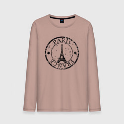 Лонгслив хлопковый мужской Париж, Франция, Эйфелева башня, цвет: пыльно-розовый