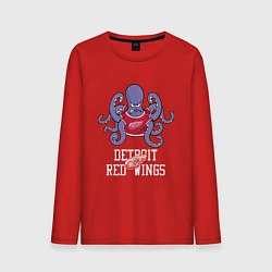 Лонгслив хлопковый мужской Detroit Red Wings, Детройт Ред Уингз Маскот, цвет: красный