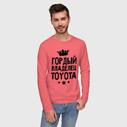 Лонгслив хлопковый мужской Гордый владелец Toyota, цвет: коралловый — фото 2