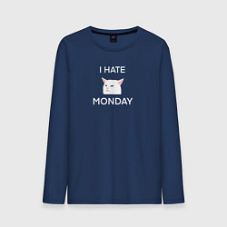 Мужской лонгслив I hate monday текст с котом