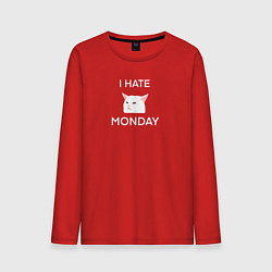 Мужской лонгслив I hate monday текст с котом