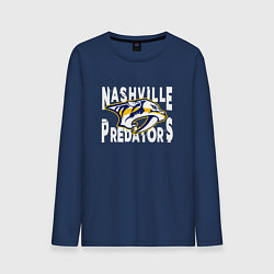 Лонгслив хлопковый мужской Nashville Predators, Нэшвилл Предаторз, цвет: тёмно-синий