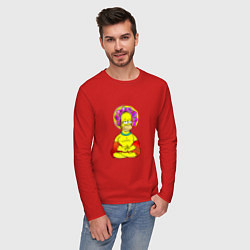 Лонгслив хлопковый мужской Гомер - бог пончиков, цвет: красный — фото 2