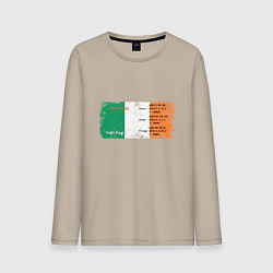 Лонгслив хлопковый мужской Флаг Ирландии, цвет: миндальный