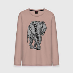Лонгслив хлопковый мужской Огромный могучий слон, цвет: пыльно-розовый