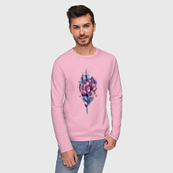 Лонгслив хлопковый мужской Акварельный графичный цветок, цвет: светло-розовый — фото 2
