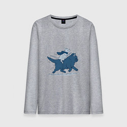 Лонгслив хлопковый мужской Путешествие на коте, цвет: меланж