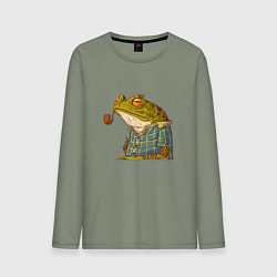 Лонгслив хлопковый мужской Мудрая лягушка, цвет: авокадо