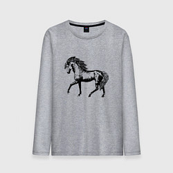 Лонгслив хлопковый мужской Мустанг Лошадь, цвет: меланж