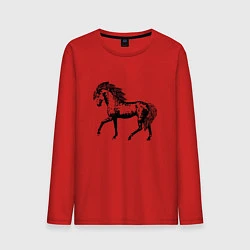 Лонгслив хлопковый мужской Мустанг Лошадь, цвет: красный