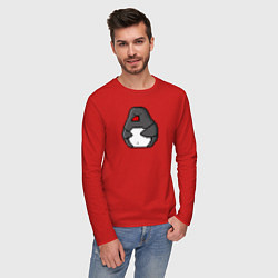 Лонгслив хлопковый мужской Пиксельный пингвин, цвет: красный — фото 2