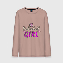 Лонгслив хлопковый мужской Volleyball - Girl, цвет: пыльно-розовый