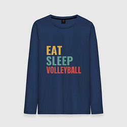 Лонгслив хлопковый мужской Eat - Sleep - Volleyball, цвет: тёмно-синий