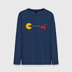 Лонгслив хлопковый мужской Pac-man 8bit, цвет: тёмно-синий