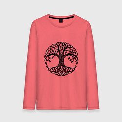 Лонгслив хлопковый мужской Кельтское дерево жизни, цвет: коралловый
