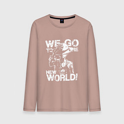 Лонгслив хлопковый мужской WE GO TO THE NEW WORLD ВАНПИС, цвет: пыльно-розовый