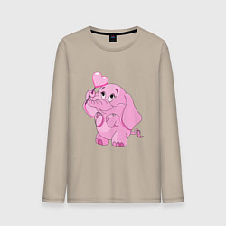 Лонгслив хлопковый мужской Розовый слонёнок, цвет: миндальный