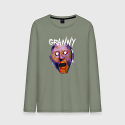 Лонгслив хлопковый мужской Лицо Granny, цвет: авокадо