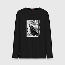 Лонгслив хлопковый мужской Kuroko art, цвет: черный
