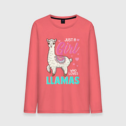 Лонгслив хлопковый мужской Lama glama в Андах, цвет: коралловый
