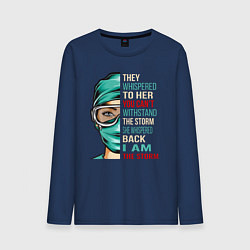 Мужской лонгслив Они шептали, ты не выдержишь бурю, она прошептала