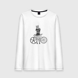 Лонгслив хлопковый мужской Байк Панк и Велосипед, цвет: белый