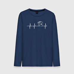 Лонгслив хлопковый мужской Карты биении сердца, цвет: тёмно-синий