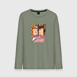 Лонгслив хлопковый мужской Дио Брандо и Куджо Джотаро, цвет: авокадо