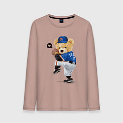 Лонгслив хлопковый мужской МИШКА БЕЙСБОЛИСТ, цвет: пыльно-розовый