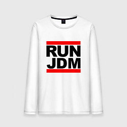 Лонгслив хлопковый мужской Run JDM Japan, цвет: белый