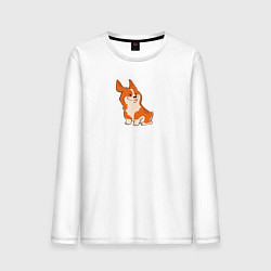 Лонгслив хлопковый мужской Рыжий корги, цвет: белый
