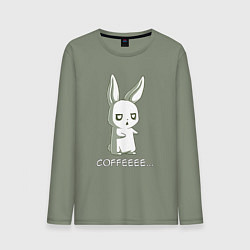 Лонгслив хлопковый мужской Заяц хочет кофе, цвет: авокадо
