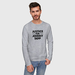 Лонгслив хлопковый мужской Справедливость для Джонни Деппа, цвет: меланж — фото 2