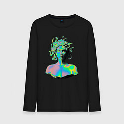 Лонгслив хлопковый мужской Gorgon Medusa Vaporwave Neon, цвет: черный