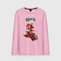 Лонгслив хлопковый мужской Knuckles Echidna Sonic Video game Ехидна Наклз Вид, цвет: светло-розовый