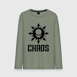 Лонгслив хлопковый мужской Эмблема Хаоса с черепом, цвет: авокадо