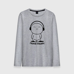 Лонгслив хлопковый мужской Я Люблю Музыку I love Music, цвет: меланж