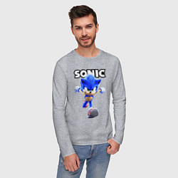 Лонгслив хлопковый мужской Sonic the Hedgehog 2, цвет: меланж — фото 2