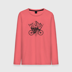Лонгслив хлопковый мужской Mountains bikes, цвет: коралловый