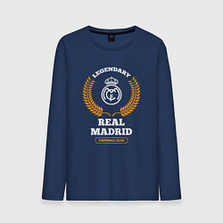 Лонгслив хлопковый мужской Лого Real Madrid и надпись Legendary Football Club, цвет: тёмно-синий