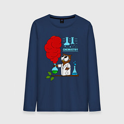 Лонгслив хлопковый мужской Сова химик, цвет: тёмно-синий