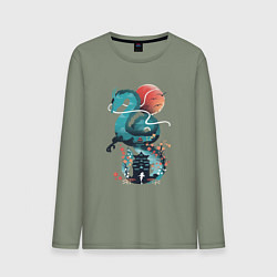 Лонгслив хлопковый мужской История Тихоро и Хаку, цвет: авокадо