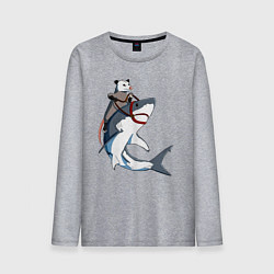 Лонгслив хлопковый мужской Опоссум верхом на акуле, цвет: меланж